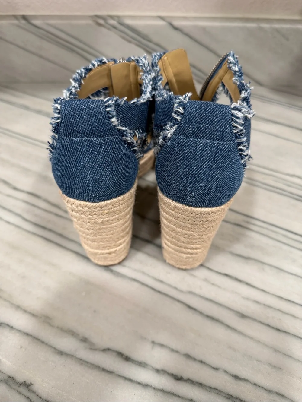 Michael Kors denim heeled wedges 8